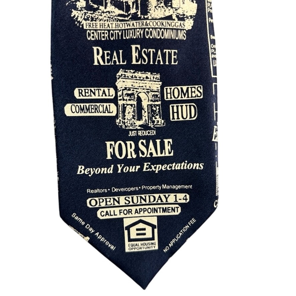 Les Montreux Paris Silk Tie Real Estate Novelty Realtor Property Manager Navy